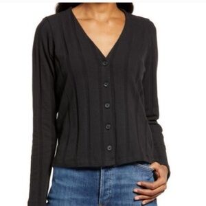 Madewell | Ribbed Sweater-Knit Cardigan in Black | Size: S